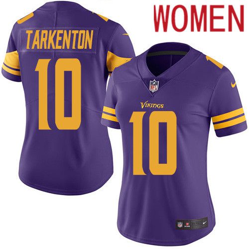 Women Minnesota Vikings 10 Fran Tarkenton Nike Purple Vapor Limited Rush NFL Jersey